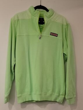Vineyard Vines Shep Shirt Pullover Lime Green Quarter Zip Sweatshirt Unisex S